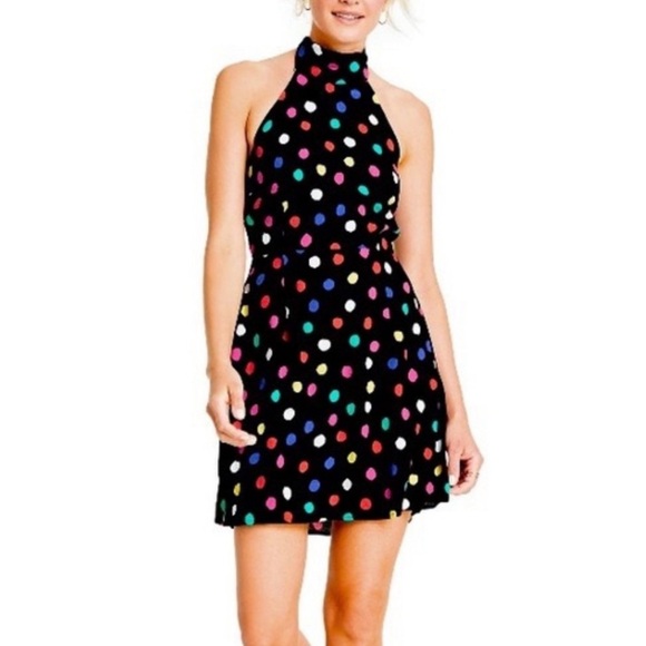 RIXO Target Colorful Polka Dot Black Mini Dress Size XS - Picture 14 of 15